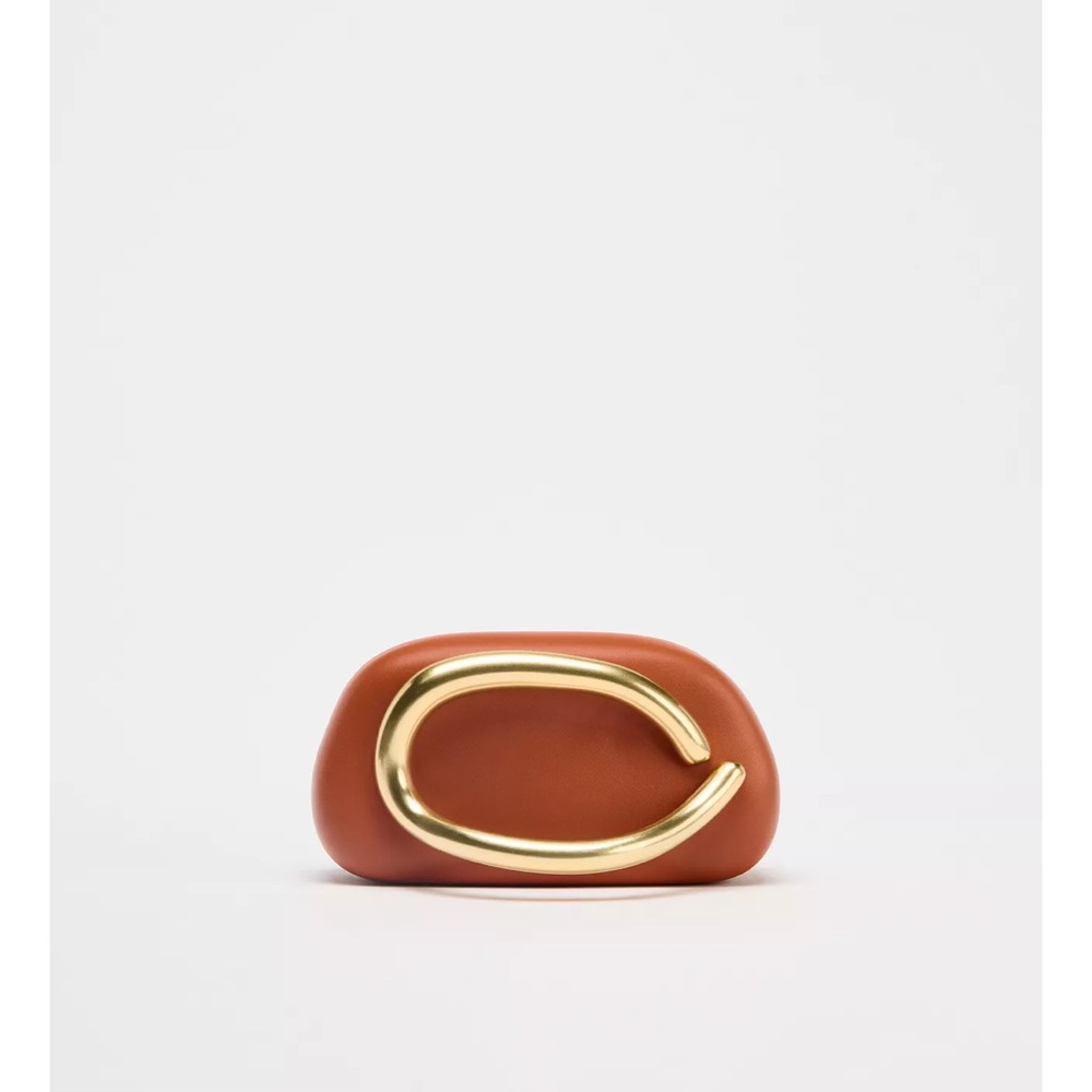 Gold Orange clasp box bag